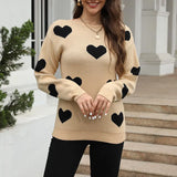 Fongt And Winter New Sweater Women's Loose Love Embroidered Color Collar Knitted Shirt