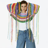 Fongt Autumn And Winter Explosion Of Women's Rainbow Tussel Holiday Style Loose