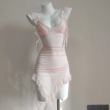 Fongt New Sweet Age-Drinking Girl With Dress Female Design Irregular Folds Showing Thin Babes Skirt