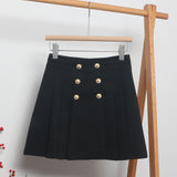 Fongt Women's Dress 2025 Spring Korean Version Of Double Buckle High Waist Thin A Short Skirt Suit 100-Folded Skirt