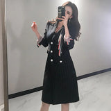 Fongt Wind Temperament Long Striped Double Buckle Waist Coat 2025 New Korean Version Of The Suit Wind Jacket