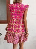 Fongt Shein Flyves V-Necked With Flower Dress
