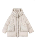 Advanced Sense Down Jacket Female 2024 Winter Thick Puff Feeling Hooded Loose White Duck Velvet Big Bread Coat-Outfit