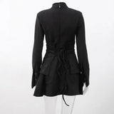 Fongt Women's New Long-Sleeved High-Collar Temperament Skirt