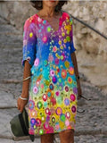 Elegant Floral Print Dress 703-0-Outfit