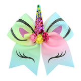 Quality 1piece Bow With Cute Ear Design Elastic Band Ribbon Bow With Unicorn Horn Hair Accessories Rope
