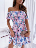 Fashion Pink Slash Neck Mini