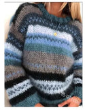 Fongt And Winter Rainbow Loose Fashion Jacket Sweater Casual Warm Knitwear Women's