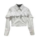 Fongt Wind Top Women 2025 Spring New Temperament Elegant Comfortable Leisure Body Loaf Side Short Shirt