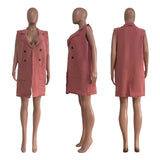 Fongt New Women's Casual Solid Color Cardigan Sleeveless Knitted Vest-Outfit