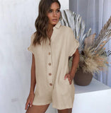 Fongt Women's Clothing 2025 Spring And Summer New Ebay Hot-Selling Collar Shirt Button-Button Jumpsuit