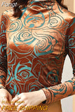 Print Blouses Turtleneck Women Spring Autumn Shirt Long Sleeve Ladies Tops Woman Blouse Vintage Clothes Blusas De