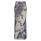 Fongt Vintage Crumbat Splicing Half-Body Skirt Holiday High-Waisted Thin A-Shaped Skirt New Mid-Long Skirt