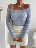 Fongt And Autumn New Word Collar Shoulder Repair With A Short Knitted Sweater
