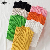 Autumn Rainbow Slim Solid Sweater Tops Pullover Knitted Sweater Women Casual Long Sleeve Office Lady Jumper Sweater