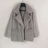 Style 2023 Autumn And Winter Woolen Coat Women's Medium-Long Solid Color Loose Plush Coat Imitation Fur Coat-Outfit