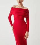 Fongt Women's New Shoulder Repair Dress Net Sleeve High-End Dress Dress