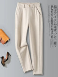 Cloth Women's Pants Herringbone High-waisted Warm Harem Pants 2023 Autumn/Winter New Loose Thickened Woolen Black
