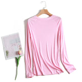Women Casual Long Sleeve T-Shirts Spring Autumn Solid Pullovers Elastic Tees Shirts Female Streetwear Base Cotton Tees Top-Outfit