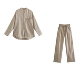 Women Simply Solid Green Color Pockets Casual Straight Pants Female Chic Elastic Waist Lace Up Summer Long Trousers