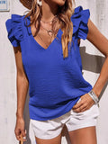 Fongt Spring And Summer Women's Casual V-Necked Leaf-Side Vest Shirt Summer Sleeveless Shirt