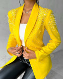Fongt New Fashion Casual Beads Small Suit Women's Clothing