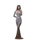 Fongt 2025 New Women's Hot Long Sleeves Sexy Long Dress Evening Dress Dress