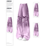 Fongt Mm Dopamine Wearing Gradient Love Straps With Ripped Jeans Women's Large Size Loose Thin Broad Leg Pants