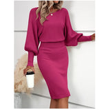 Fongt And Winter Knitted Dress Sexy Solid Color Bag Hip Dress Temperament Thin Sweater Knitted Dress Girl