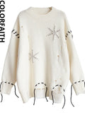 New 2022 Oversized Drawstring Beading Elegant Fashionable Autumn Winter Wild Women's Sweaters Pullovers Tops