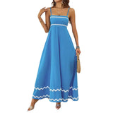 Fongt Summer Solid Color Lace Splicing Elegant Slings Bras Oversized Dress Dress Woman