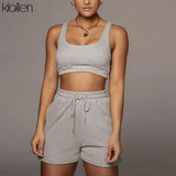 Fashion Casual Soft Cotton Stretch Slim Women Two Piece Set Summer Simple Solid Club Street Home Wear Top and Shorts