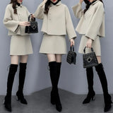Fongt Autumn And Winter New Wool Coat Women's Temperament Small Fragrant Dress Short Dress Thin Casual Two Sets