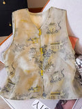 Chinese Style Chinese Style Heavy Industry Embroidered Vest Xia Retro Heavy Imitation Silk Outside Folded Through Horse Clip Shoulder-Outfit