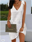 Summer Temperament Embroidery Hollow Dress