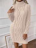 Fongt And Winter New High-Collared Collared Turtleneck Sweater Knitted Long-Sleeved Dress