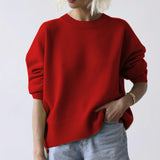 Fongt And Winter Explosion Of Women's Knitted Shirt Round-Neck Solid Color Loose Sweater