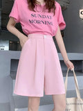 Suit Shorts Loose Elastic Waist Slim Thin Women's Summer Shorts Casual High Waist Solid Straight Wide Leg Ice Silk