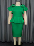 Fongt Women's Bow Bow Lotus Leaf Dress Banquet Party High Waist Dress Dress