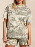 Fongt Summer 2025 Summer Camouflage Shorts Comfortable Fashion Casual Two-Piece Women's Suit