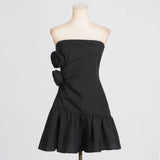 Fongt Style Three-Dimensional Decorative Dress Female Spring 2025 New Hot Girl Temperament Shoulder Bras A-Word Dress Dress