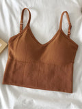 Women Tops Sexy Solid Crop Top Women Tank Tops Sleeveless Slim Camis With Bra Basic Underwear Tops-Outfit