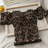 Ruffles Slash Neck Cropped