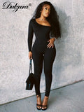 Sexy Y2K Clothes One Shoulder Long Sleeve Backless Bodycon Jumpsuit For Women Club Sporty Streetwear Romper Fall