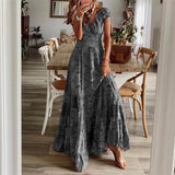 Fongt 2023 New Dress Waist Floral Print Dress-Outfit