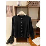 Fongt Style Gentle Retro Small Gold Button Net Version Long-Sleeved Knitted Shirt Women Autumn Collar Soft Glutinous Sweater