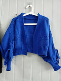 Chic Bandage Long Sleeve Cardigan Mujer Solid V Neck Open Stitch Brief Women Sweaters JAPAN Knitted Y2k Clothes-Outfit