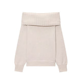 Fongt Spice Girls Collared Sweater Women's Autumn 2025 French Sexy Bare Shoulder Long-Sleeved Knitted Shirt Top