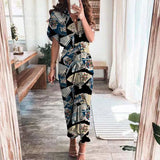 Fongt Women's Fashion Dress INS Temperament Fashion Print Shirt Pleated Winter