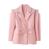 Fongt New Fashion Temperament Pad Long Sleeves Waistband Strap Shoulder Suit